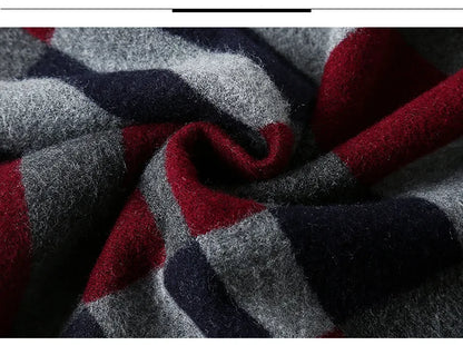 Designer Brand Plaid Men's Cashmere Scarf Winter Warm Scarves Shawls Casual Business Long Wraps Pashmina Christmas Gift for Man
