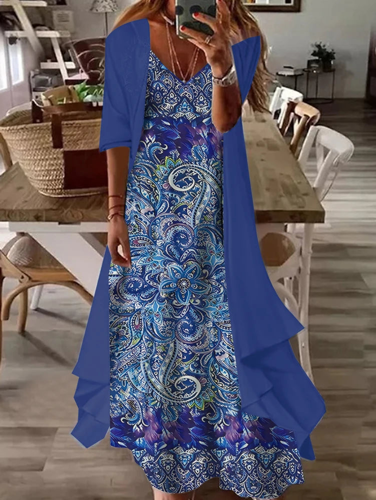 Conjunto feminino plus size temperamento elegante conjunto 2 peças vestidos cardigan solto melhor para primavera e verão