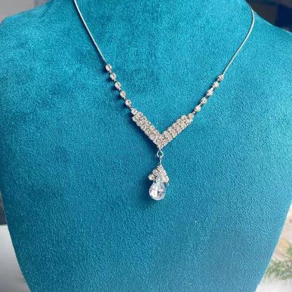Collar de mujer con incrustaciones de circonita y gotas de agua de colores azul, verde y rojo, accesorios de moda