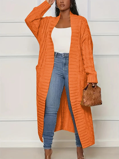 Plus Size Women's Sweater Fashion Casual Cardigan Solid Colour Knitted Sweater Cardigan with Pocket Autumn and Winter Best