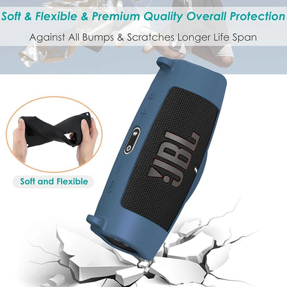 Newest Bluetooth Speaker Case Soft Silicone Cover Skin With Strap Carabiner for JBL Charge 5 Wireless Bluetooth Speaker Bag