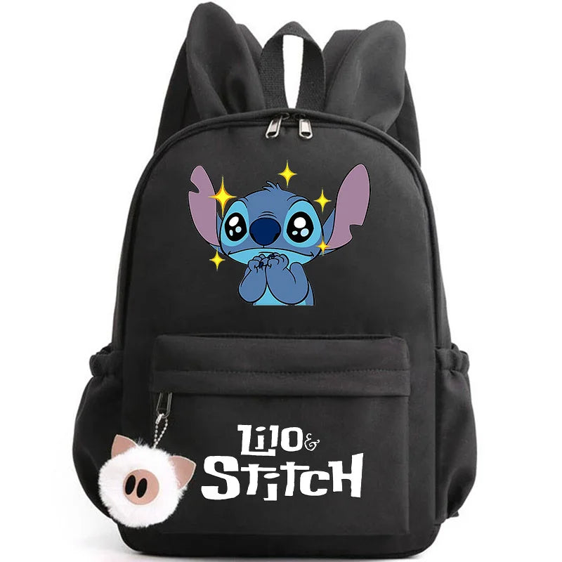 Mochila Disney Lilo Stitch para niñas, niños y adolescentes, informal, escolar, de viaje, con orejas de conejo