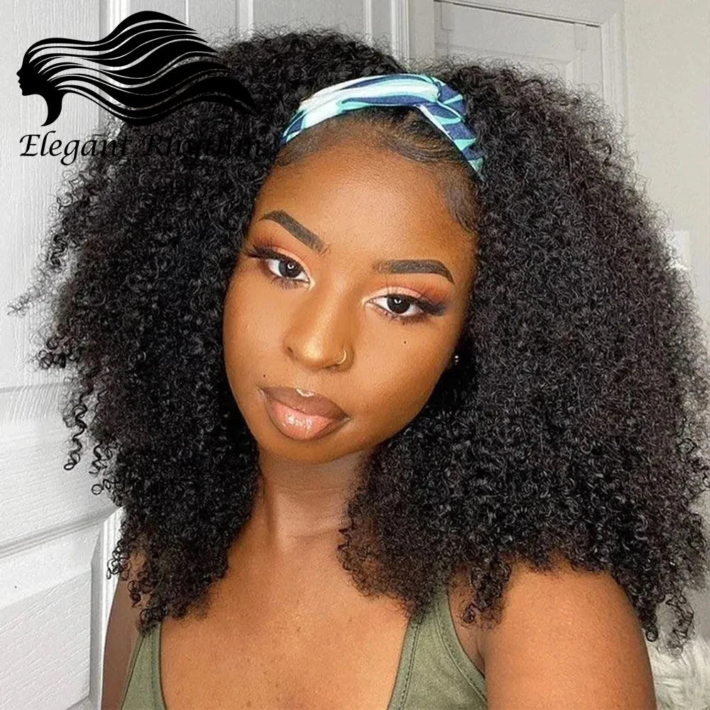 Afro Kinky Curly Wigs with Bangs 200% Density Brazilian Remy Human Hair Full Machine Made Wigs Short Afro Curly Wigs For Women