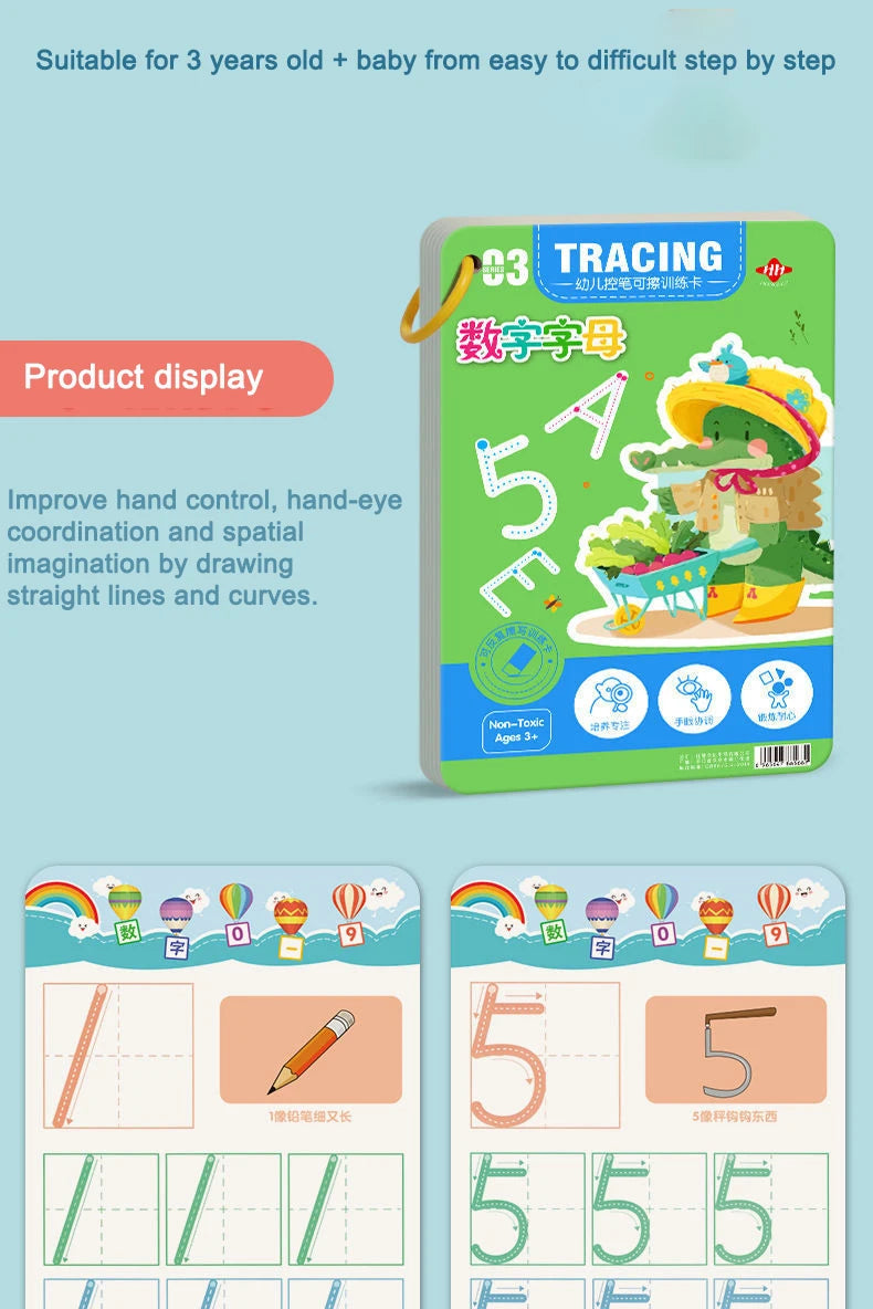 Reusable Magic Practice Copybook Control Training Book Magical Tracing Workbook Children Montessori Drawing Education Stationery