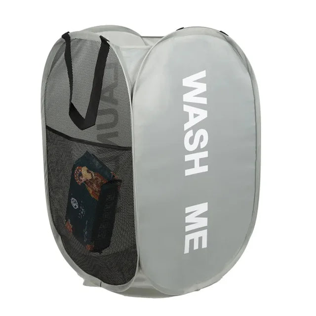 Portable Pop Up Laundry Hamper, Wide Opening, Breathable, Foldable, Space Saving, Basket for Dorm, Travel, Bathroom Items 
