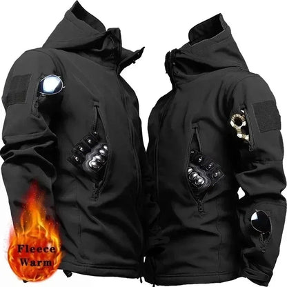 Chaqueta militar informal con capucha para hombre, estilo aviador, de combate, impermeable, de piel de tiburón, estilo softshell, táctica