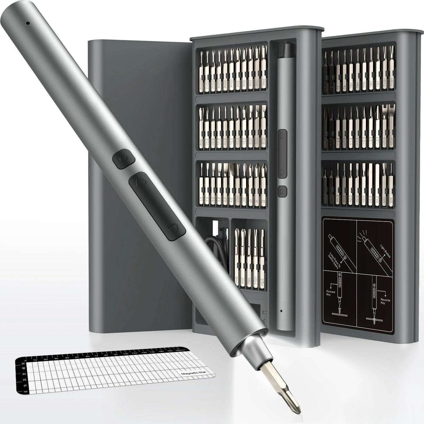 Juego de destornilladores eléctricos de precisión 75 en 1 con 71 puntas magnéticas Phillips/Torx y 3 luces LED, herramienta multifuncional de reparación eléctrica.