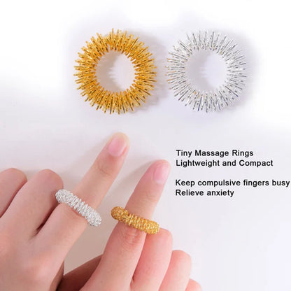 10pcs/Set Stainless Steel Finger Massage Ring Acupuncture Ring Therapy Relax Hand Blood Circulation Pain Relief Health Care