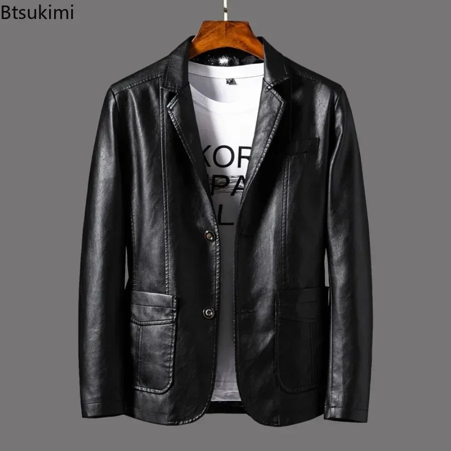 Chaquetas de cuero para hombre, estilo coreano, ajustadas, de moda, tallas grandes M-6XL, 2024