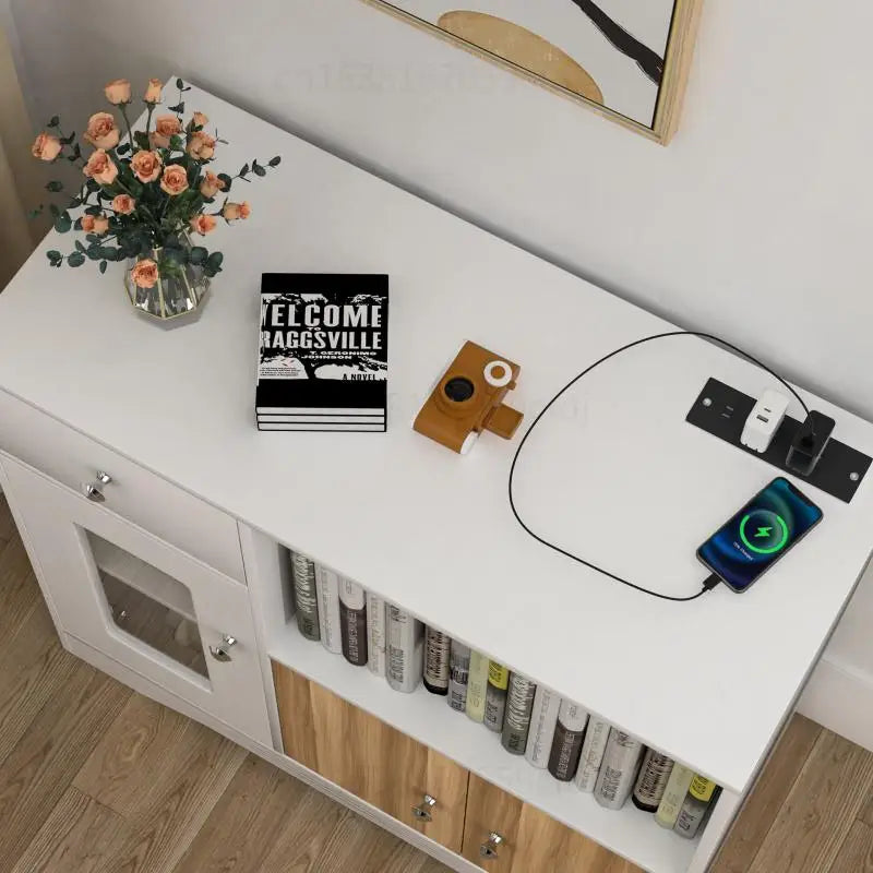 European Kitchen Cabinets Wooden Dining Cabinet Large Capacity Dustproof Tableware Storage 83x40x80cm Home Kitchen Furniture