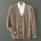 Plus size feminino outono inverno novo cardigan com decote em v topo 100% vison cashmere camisola de malha casual solto grande manga comprida topos