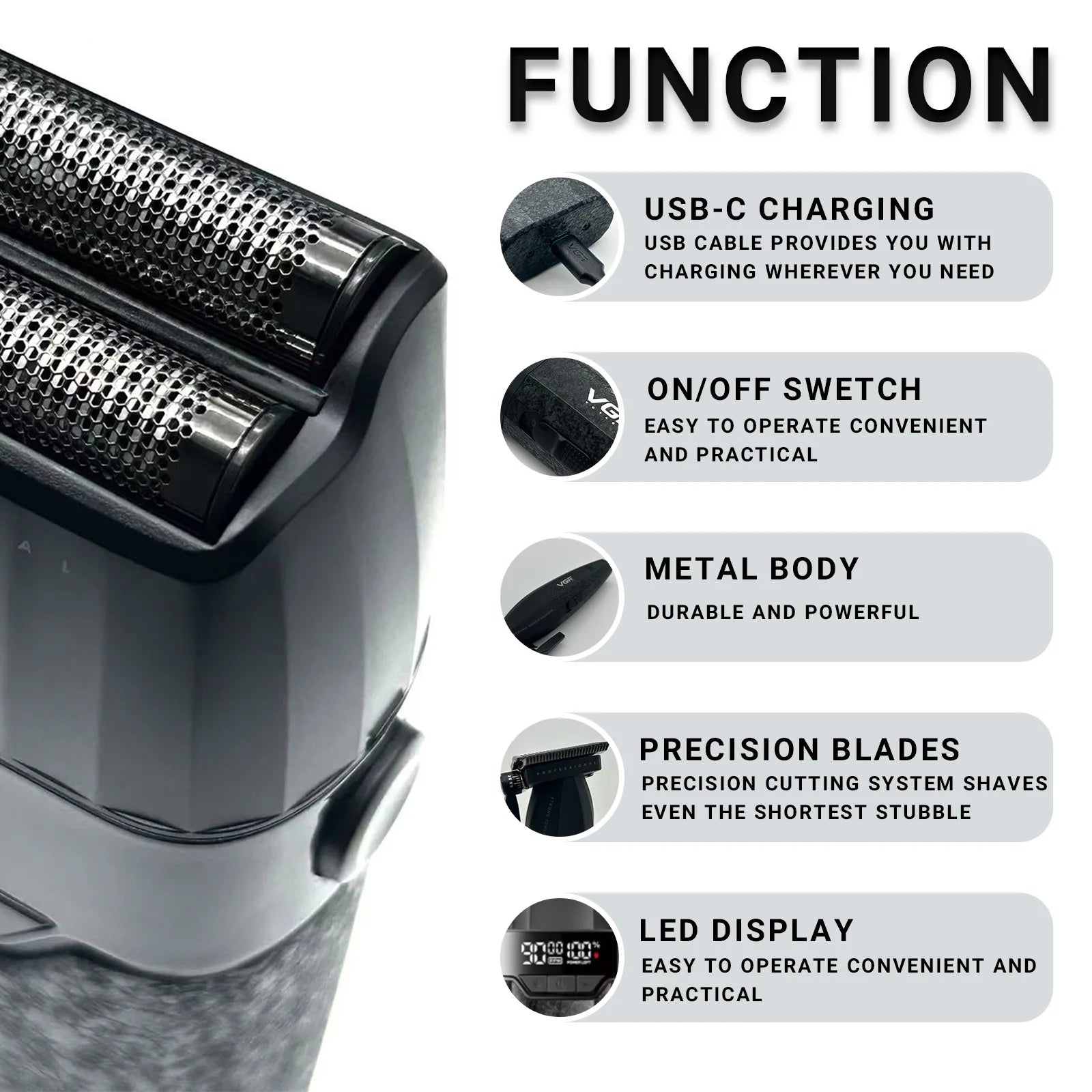 VGR Hair Clippers Professional 9000RPM Hair Cutting Machine Rechargeable Beard Trimmer Charging Base Hair Clippers men V-640 S3