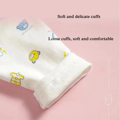 Ropa interior para bebé de 0 a 3 meses, con dibujos animados, para el hogar, de algodón, con botones, para niñas y niños, camiseta de manga larga y pantalones largos.