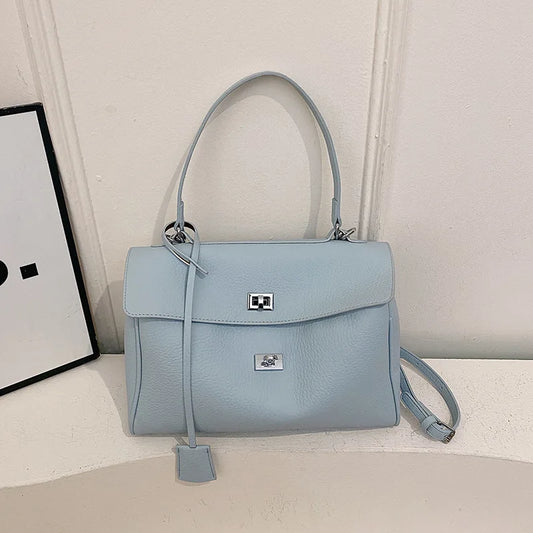 Casual Large Capacity Lychee Pattern Single Shoulder Slant Cross Bag Versatile Underarm Bag Simple Stylish Tote Bag
