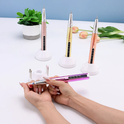85w Brushless Motor Cordless Nail Drill 35000RPM Electric Handle Pen Drill Pedicure Rechargeable Handpiece Portable Base Charge