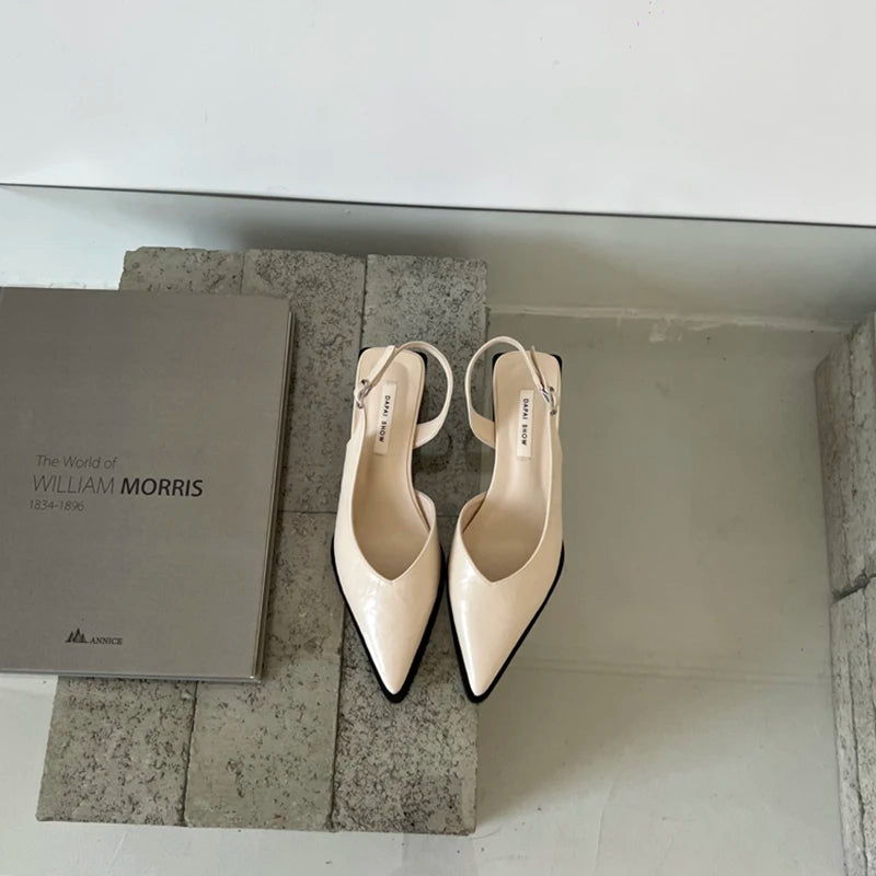 Summer Women's Cover Toe Sandals Elegant Shallow Slip On Shoes Comfort Low Heel Dress Street Style Shoes