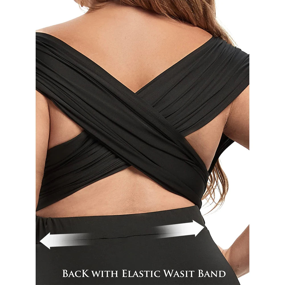 Women Sexy Lacing Up Plus Size Dress Formal Occasion Wedding Bridesmaid Party Dress Multiway Wrap Infinity Style Stunning Dress