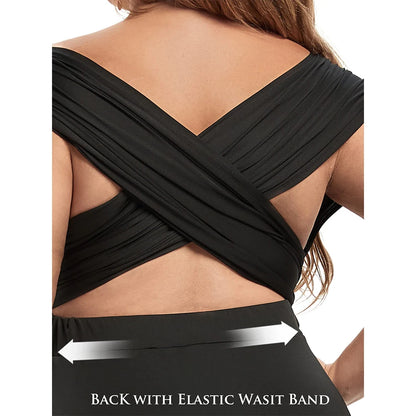 Women Sexy Lacing Up Plus Size Dress Formal Occasion Wedding Bridesmaid Party Dress Multiway Wrap Infinity Style Stunning Dress