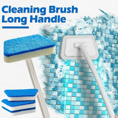 Cepillo de limpieza de esponja para baño, herramienta multifuncional, mango largo, extraíble, para el hogar, para bañera, azulejos de cerámica.