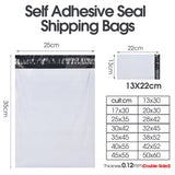 White Courier Bag for Packaging, Self Adhesive Seal Express Bag, Waterproof Organizer, Courier Bag, White, 0.12mm Thick, 10 Pcs 