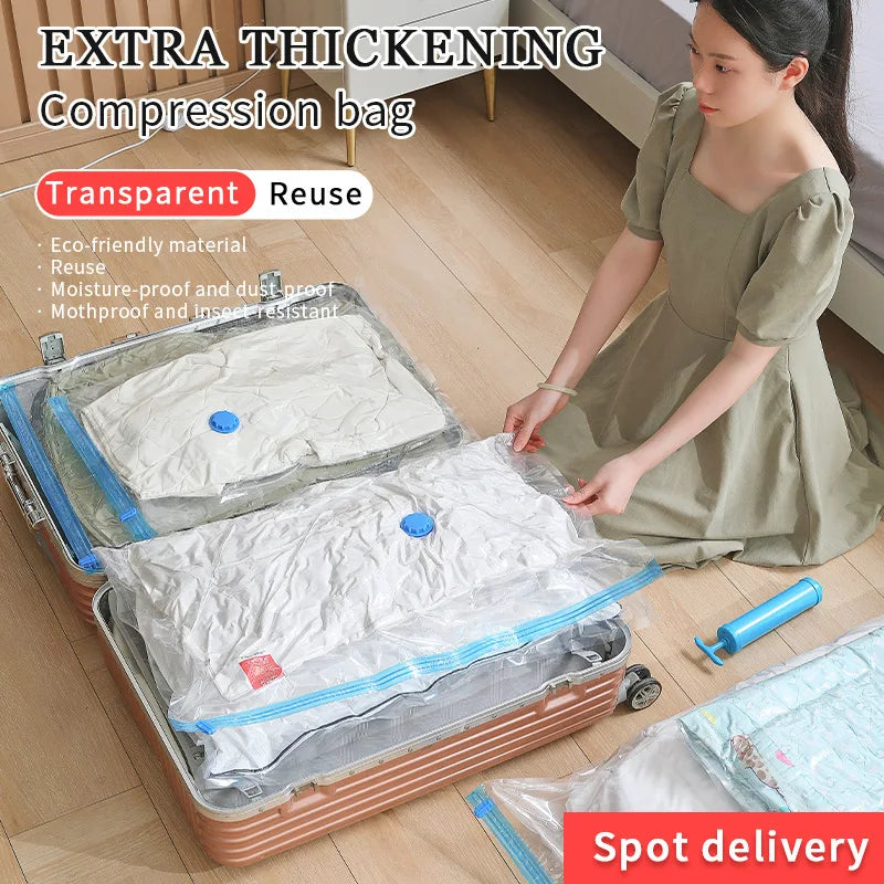Sacos de armazenamento a vácuo organizador de guarda-roupa saco de vedação a vácuo sacos de poupança de espaço para roupas travesseiro cama cobertor embalagem storager
