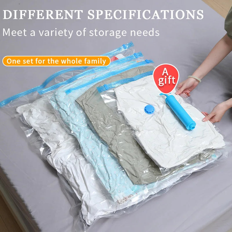 Sacos de armazenamento a vácuo organizador de guarda-roupa saco de vedação a vácuo sacos de poupança de espaço para roupas travesseiro cama cobertor embalagem storager