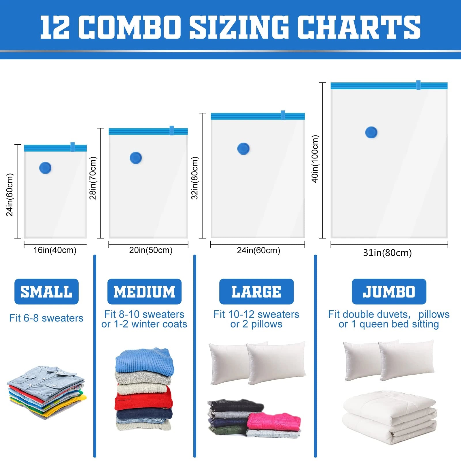 Sacos de armazenamento a vácuo organizador de guarda-roupa saco de vedação a vácuo sacos de poupança de espaço para roupas travesseiro cama cobertor embalagem storager