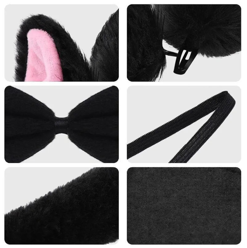 Animal Cat Tiger Cosplay Costume for Boys Girls Headband Clothes Shoes Tail Tutu Skirt Gloves Set for Kids School Performance