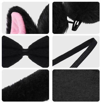 Animal Cat Tiger Cosplay Costume for Boys Girls Headband Clothes Shoes Tail Tutu Skirt Gloves Set for Kids School Performance