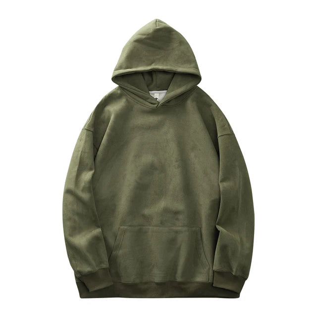 Dukeen-Men's Solid Color Heavyweight Fleece Hoodies, Loose Long Sleeve Clothes, Monochrome, 400G, Autumn, 2023 