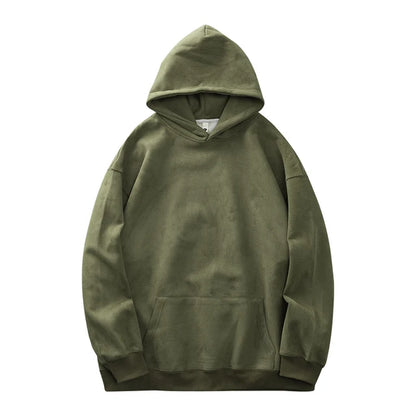 Dukeen-Men's Solid Color Heavyweight Fleece Hoodies, Loose Long Sleeve Clothes, Monochrome, 400G, Autumn, 2023 