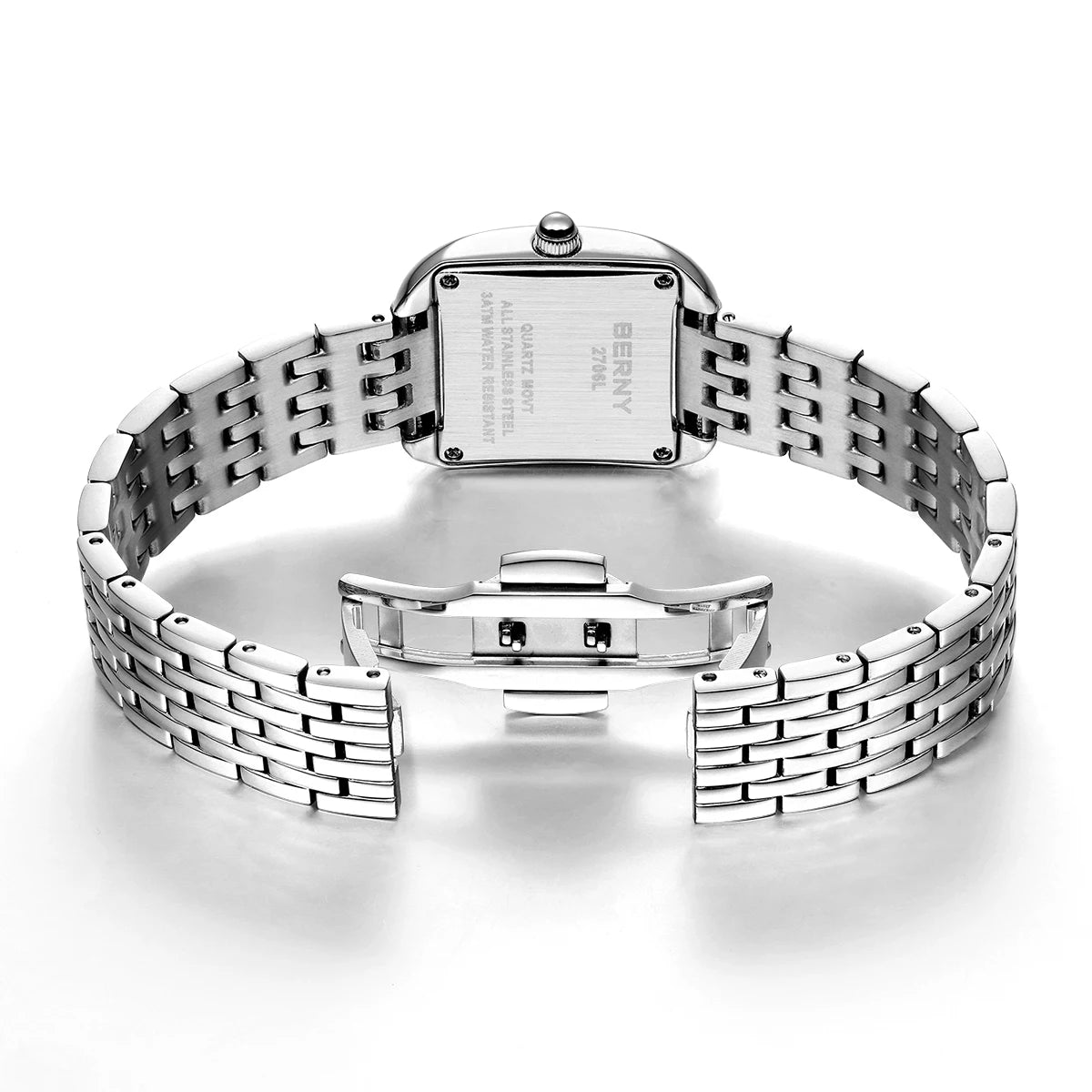 Relógio masculino quadrado de luxo em aço inoxidável design vintage