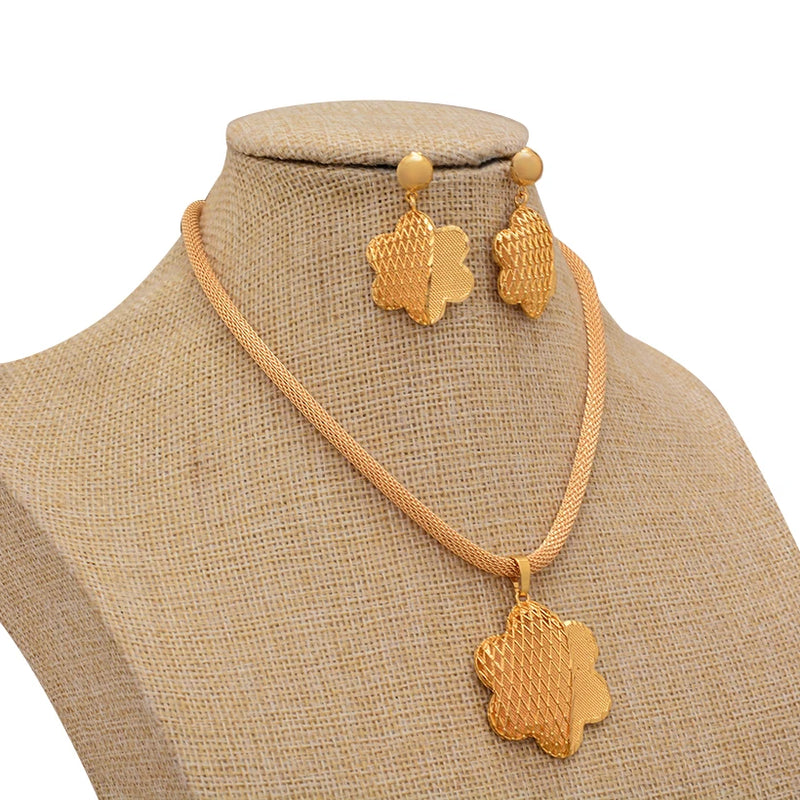 Jewelry Set For Women  Gold Plated With Necklace Pendant Nigerian Wedding Jewelry