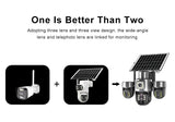 20MP 4G Sim Solar Camera WiFi 10X Optical Zoom 3-PTZ 4-Lens 3-Screens Outdoor Wireless Security Cameras Auto Tracking CCTV V380