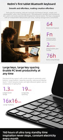 Original Redmi Pad Pro Keyboard Case For Redmi Pad Pro 12.1" Bluetooth 64-key 760H Ultra Long Standby Time Protective Cases