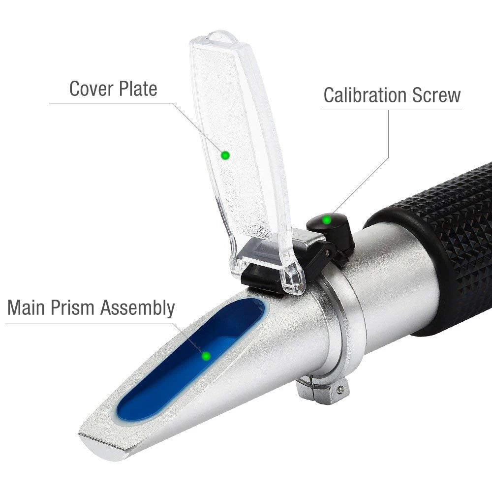 Refractómetro ATC, punto de congelación de anticongelante, comprobador de refrigerante, concentración de AdBlue, etilenglicol, refractómetro para baterías de coche
