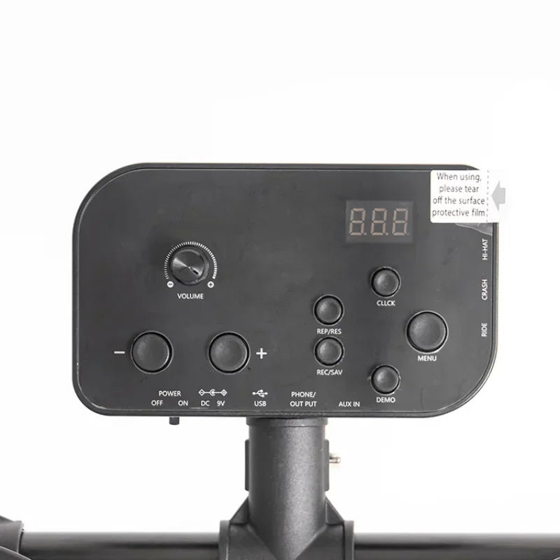 Batería electrónica de 4 tambores y 3 platillos, de silicona, 180 tonos, con interfaz USB, MIDI y auriculares.