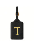 PU Leather Luggage Tag for Travel - Durable Suitcase ID Tag with Privacy Cover & Name Card Slot (A-Z) liu