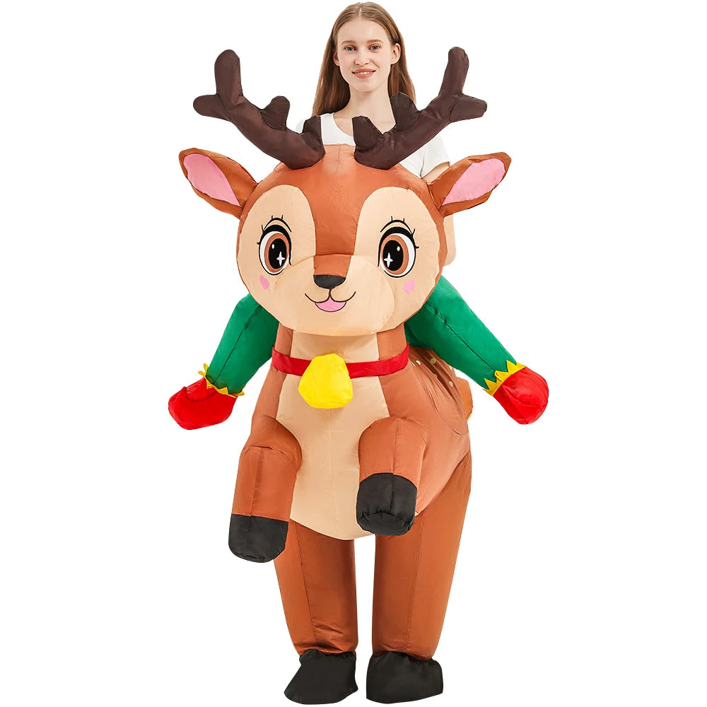 Adult Rooster Inflatable Costume Funny Unicorn Elk Animals Inflatable Suit Halloween Carnival Half Body Blow Up Suit for Cosplay