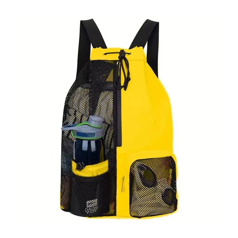 Mesh backpack, swimming drawstring bag, backpack with wet pocket, beach storage backpack, outdoor fishing bag