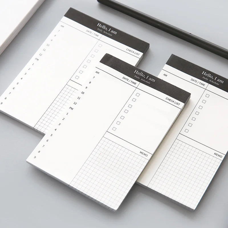 Mini daily checklist planner. Desk time schedule. Office/school notebook/planner. Stationery weekly planner.