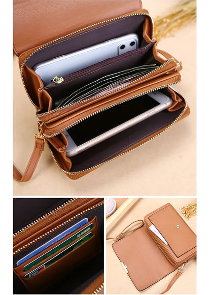Nuevos bolsos de piel sintética para mujer, multifuncionales, de gran capacidad, tipo bandolera, a la moda, para teléfono