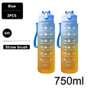 Botella de agua de 1 litro, deportiva, motivacional, a prueba de fugas, ideal para viajes al aire libre, gimnasios, fitness y cocina.