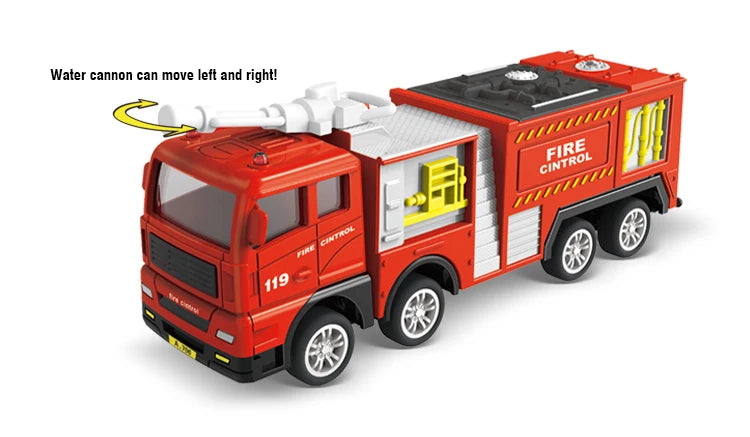 Children Fire Truck Pull Back Toys Fire Telescopic Ladder Truck Inertia Car Fire Rescue Water Tanker Model Boys Birthday Gift