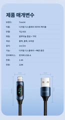 Toocki LED Display USB Cable For iPhone 14 13 12 11 Pro Max Fast Charger Charging Lightning 2.4A USB Wire Cord X XR 8 7 1m 2m