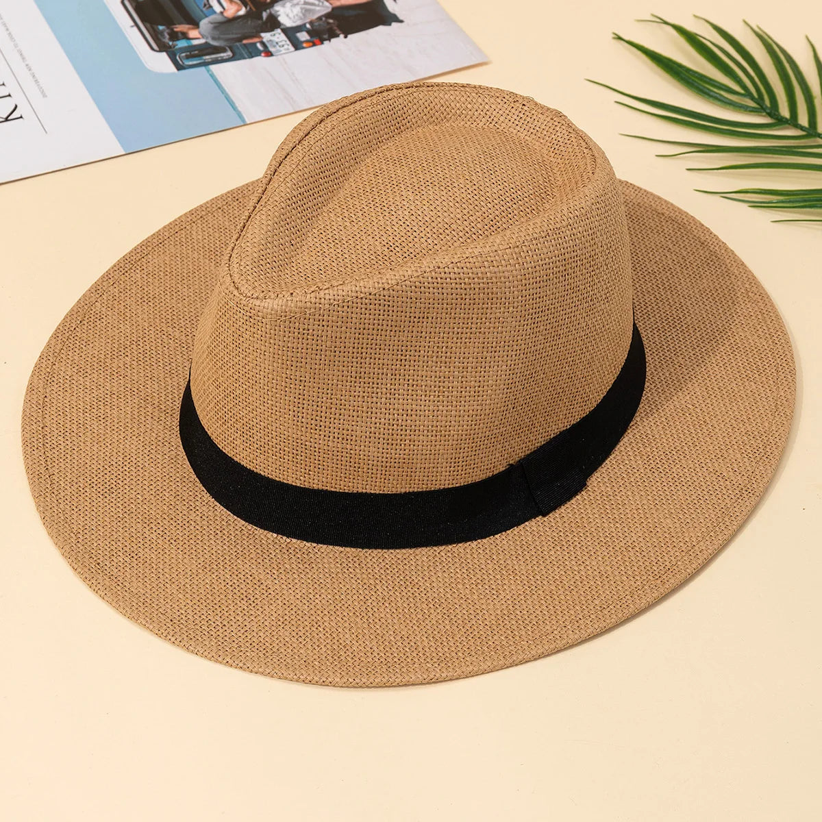 Hat, male, summer vacation, beach hat, English style, wide-brimmed sun hat, sun-shading hat, Panama straw hat, female