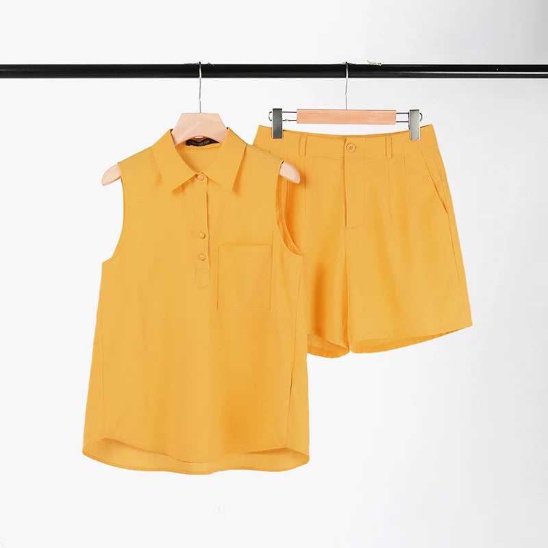 2024 ZANZEA Summer Matching Sets Fashion Suit 2PCS Tracksuits Women Sleeveless Tanks Tops and Shorts Elegant Solid Short Sets