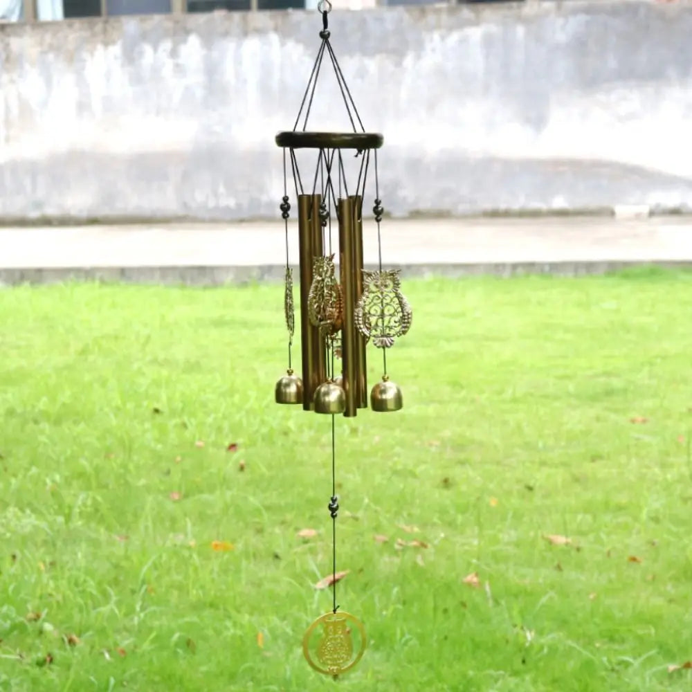 DIY Wind Chimes Outdoor Owl Hummingbird Hanging Ornament Home Copper Bells Garden Yard Decoration