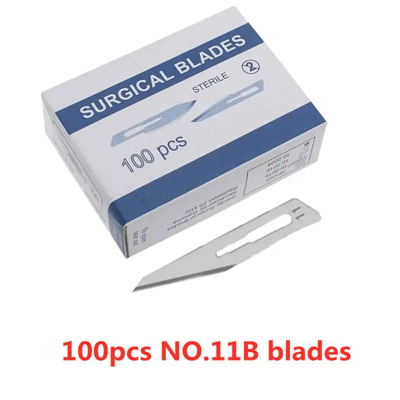 20-100pcs NO.10-15C Carbon Steel Carving Metal Scalpel Blades Handle DIY Cutting Repair Animal Surgical Knife Tool Box Non Slip