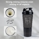 3 Layers Protein Shaker Bottles with Mix Ball Leak Proof Water Bottle for Protein Mixes with Powder Storage and Pill Organizer